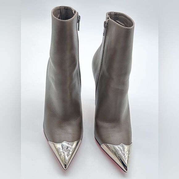 Christian Louboutin Calamijane 100 Mastic Leather Pointed Toe Ankle Booty EU38.5 - Picture 2 of 13